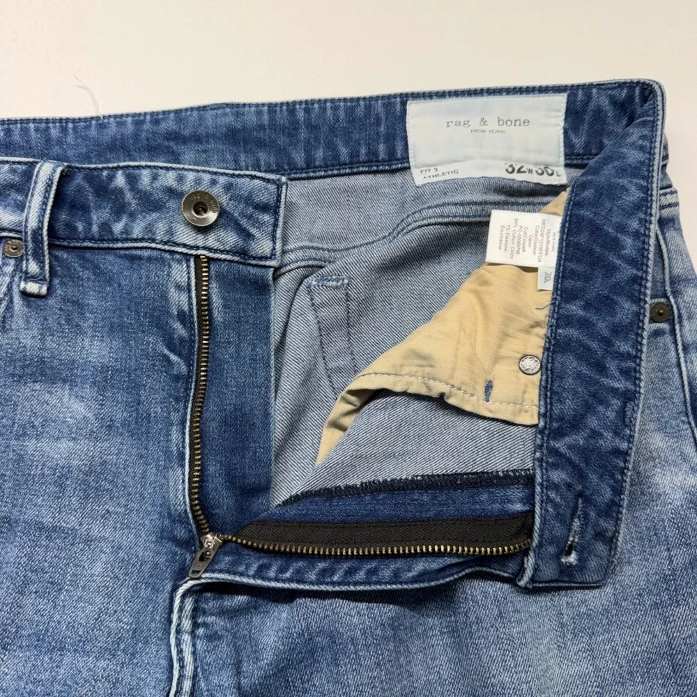 Rag & Bone Fit 3 Athletic Jeans 32x30 Gavin Light Wash Stretch Mens Denim